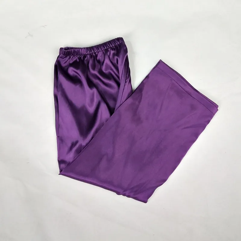 Women's Pajamas Calf Length Pants Silk Thin Sleep Soft Smooth Ladies Sleep Bottoms Middle Waist