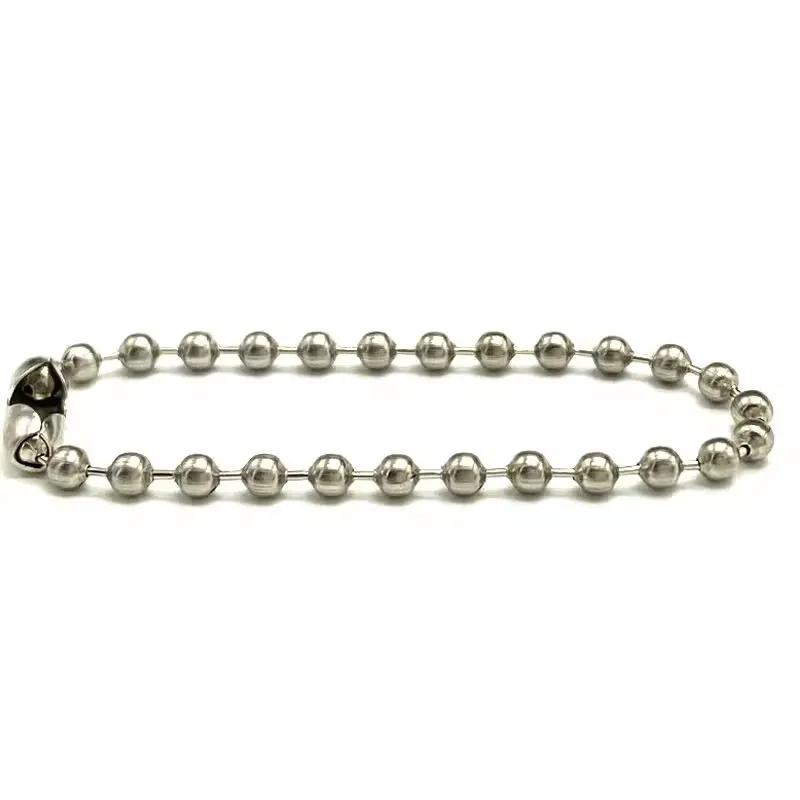 의류 태그 체인 라운드 볼 비드 체인, 도그 태그 벌크 체인, DIY 펜던트 쥬얼리 파인딩용 커넥터 포함, 12cm x 2.4mm, 50 개