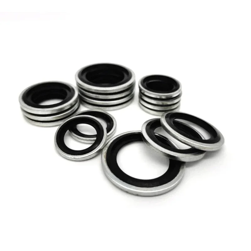Sealing Washers Bonded Hydraulic Oil Petrol Zinc Plating Ring Gasket M6 M8 M10 M12 M14 M16 M18 M20 M22 M30 10pcs