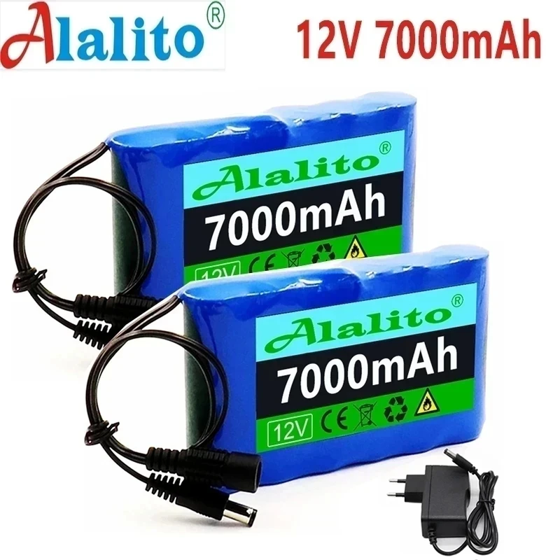 Nuova Batteria Portatile Super 12V 7000Mah Batteria Ricaricabile Agli Ioni Di Litio 7Ah Capacità Dc Cctv Cam Monitor + Caricatore 12.6V