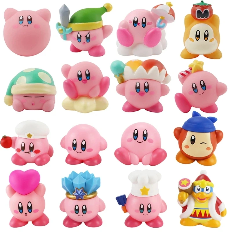 

4-8pcs Anime Games Kirby Action Figures Toys Pink Cartoon Kawaii Kirby PVC Cute Figure Action Toy Christmas Gift for Children
