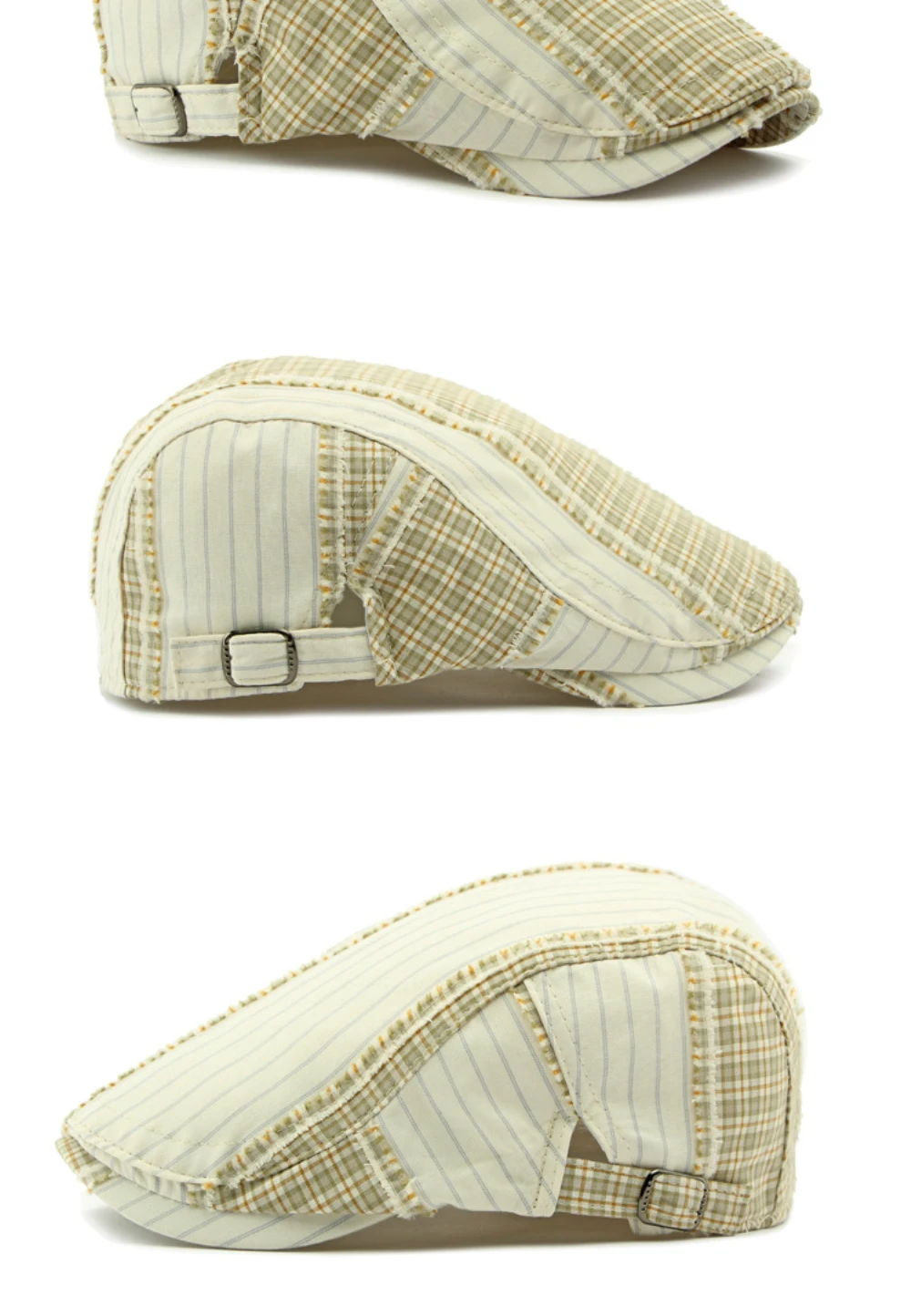 HT4726 Männer Frauen Berets Vintage Plaid Künstler Maler Baskenmütze Hut Neue Frühling Sommer Ivy Flache Kappe Männlich Weiblich Einstellbare Baskenmütze Kappe – Detail 7