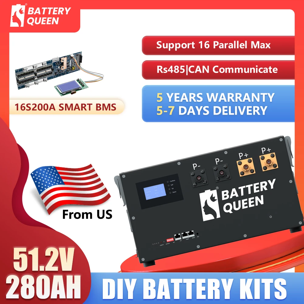 

Seplos V2 51.2V280AH DIY Kits Battery Case Box 16S200A BMS Built-in CAN Rs485 48V 280AH 320AH Battery Pack Home Solar Storage