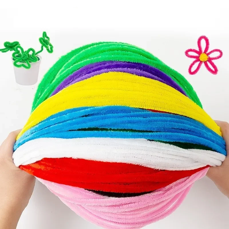 Colorful Chenille Stems Pipe Cleaner 1000/10pcs DIY Plush Tinsel Stem Wired Twist Stick Hair Strip Kid Handmade Educational Toys