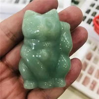 Natural crystal jade lucky fortune Cat Fortune Feng Shui statue Statue office decoration chakra healing stone statue decoration 2