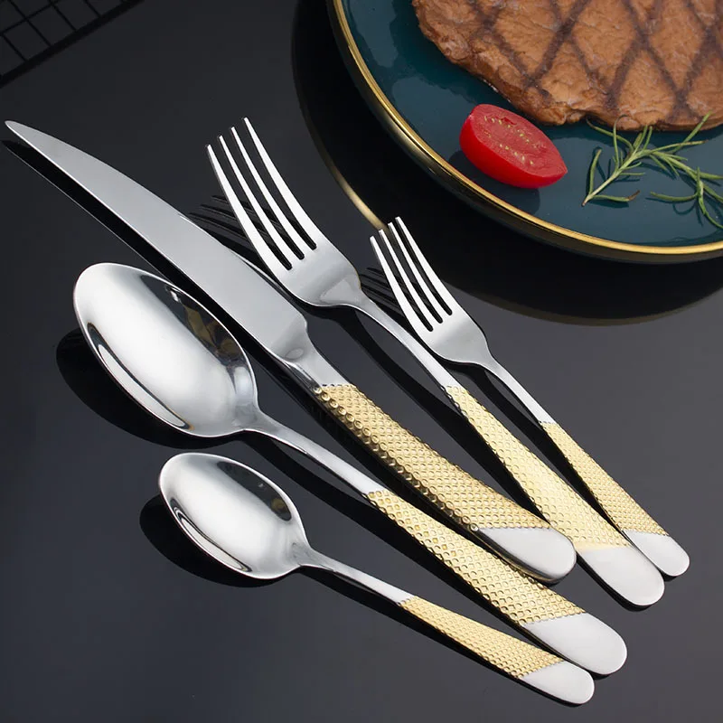 Retro Relief Knife And Fork, European Style Steak Knife Tableware, Wheat Knife And Fork Spoon