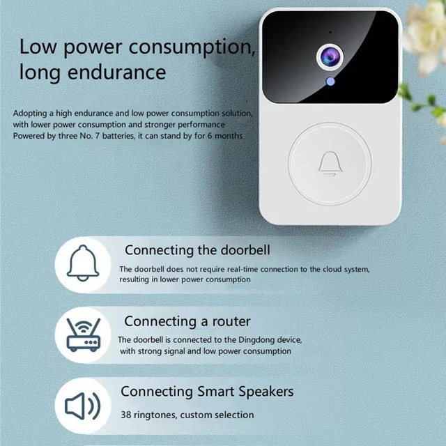 x9 Wireless Video Doorbell Camera Visual Smart IP Doorbell Night Vision Real-Time Monitoring Remote Intercom Security Door Bell 2
