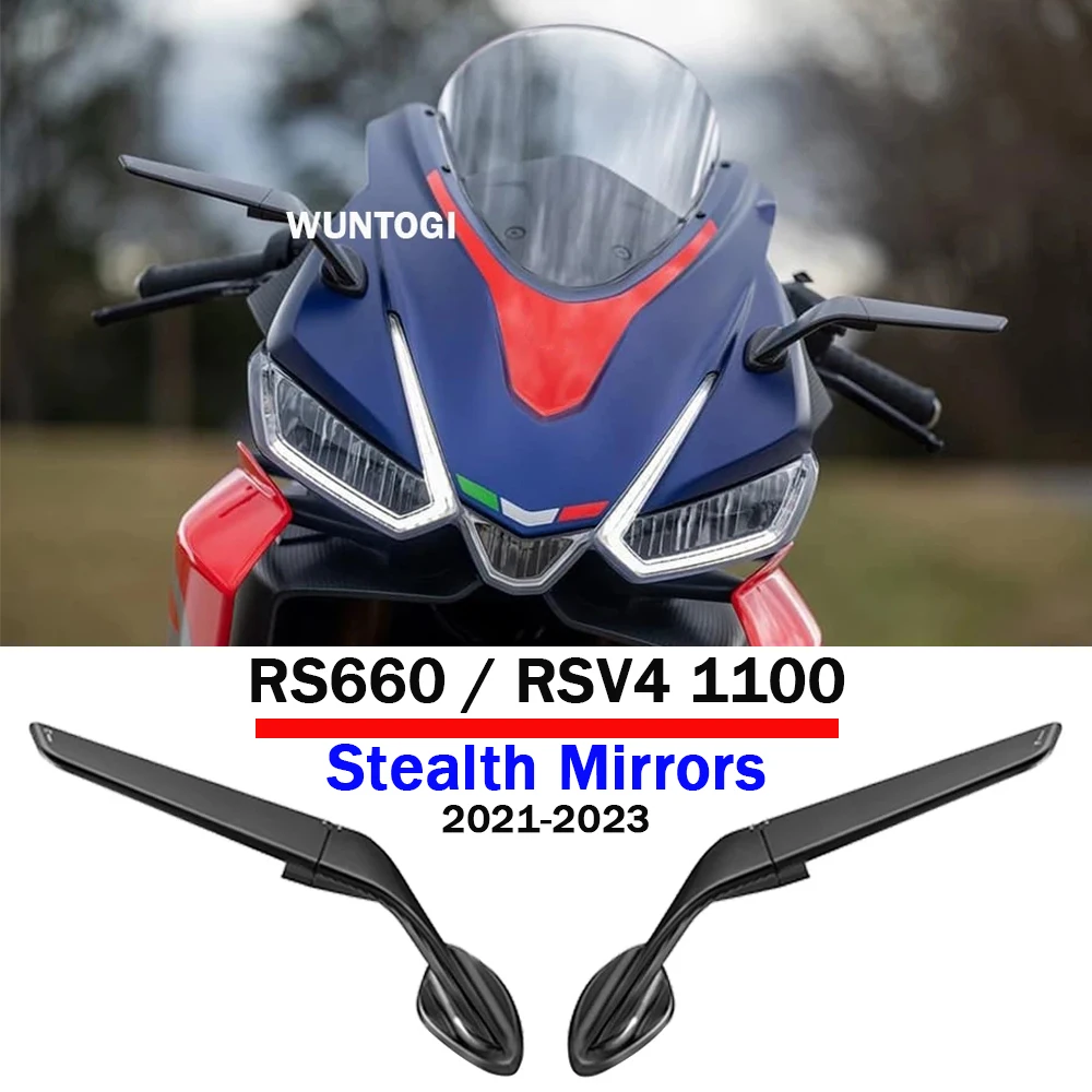 Motorcycle Wing Mirrors For Aprilia RS660 / RSV4 1100 Stealth Mirrors RS 660 Adjustable Sports Winglets Mirror Kit -