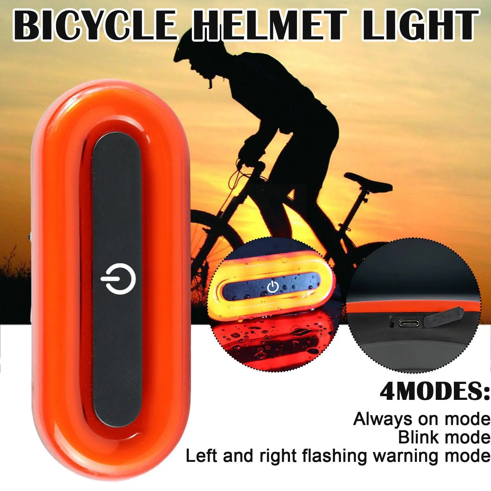 

Bike Motorcycle Helmet Taillight USB Rechargeable Taillamp Warning Lamp Waterproof LED Light Lamp Signal Safety Rear O4A8