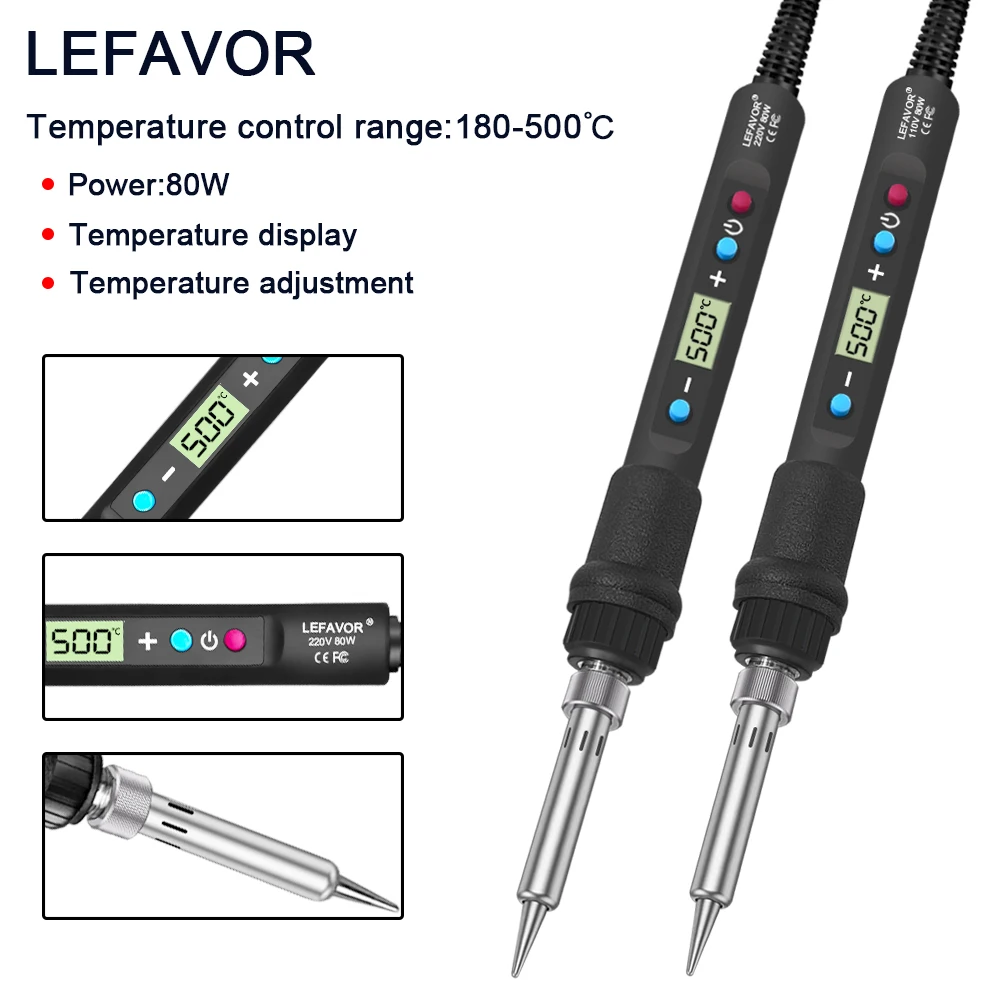 LF 80W Digital display soldering iron welding set C/F switching calibration temperature 100-500C home repair DIY soldering set 4