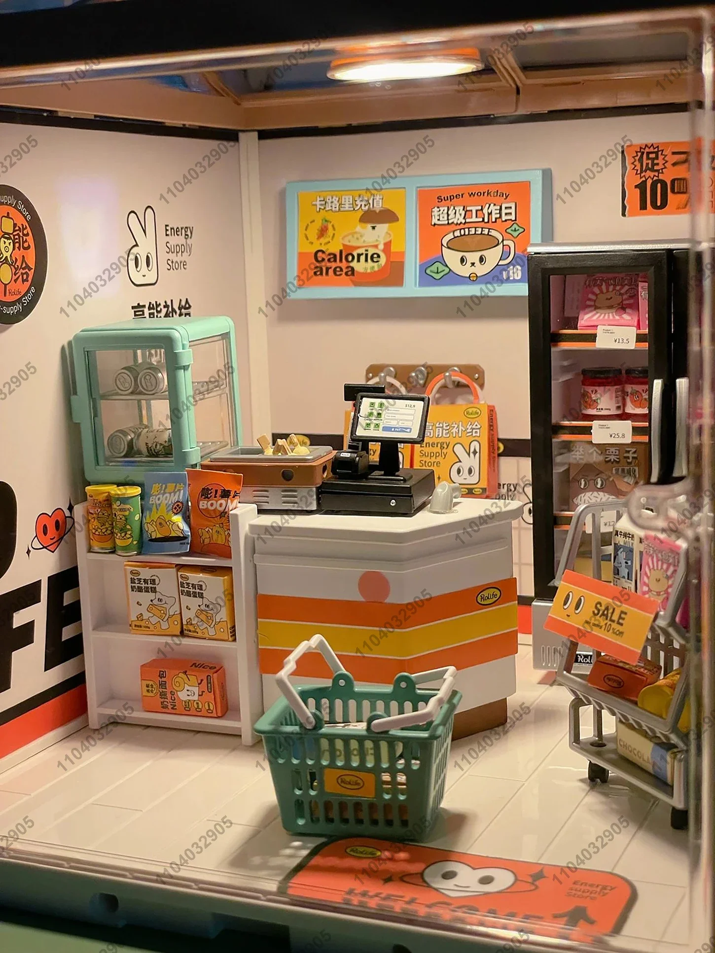 Play House Dollhouse Miniature House 3D Puzzle Coffee Shop Bookstore Convenience Store Assembly Toy With Lights Scenario Display 5