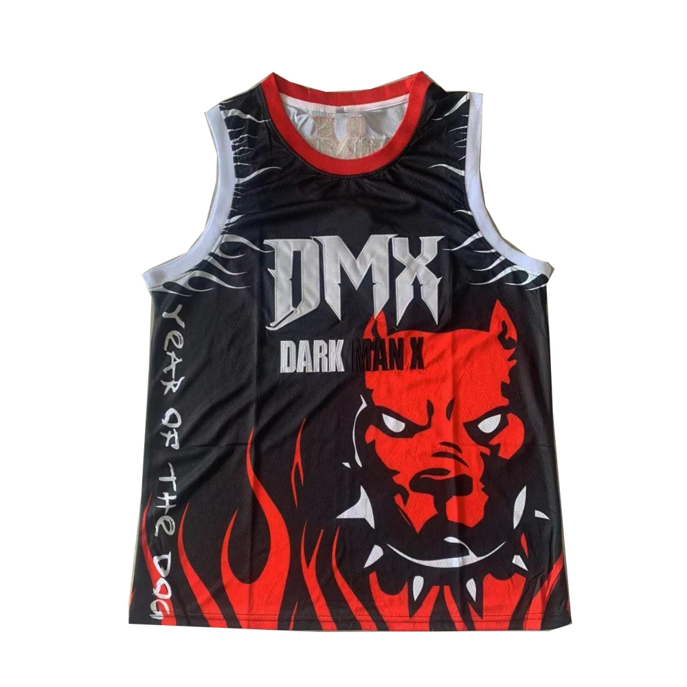 DMX DARK MAN X 래퍼 저지, 스포츠 저지, 야외 운동복 힙합 문화 영화, 블랙 여름 농구 저지 