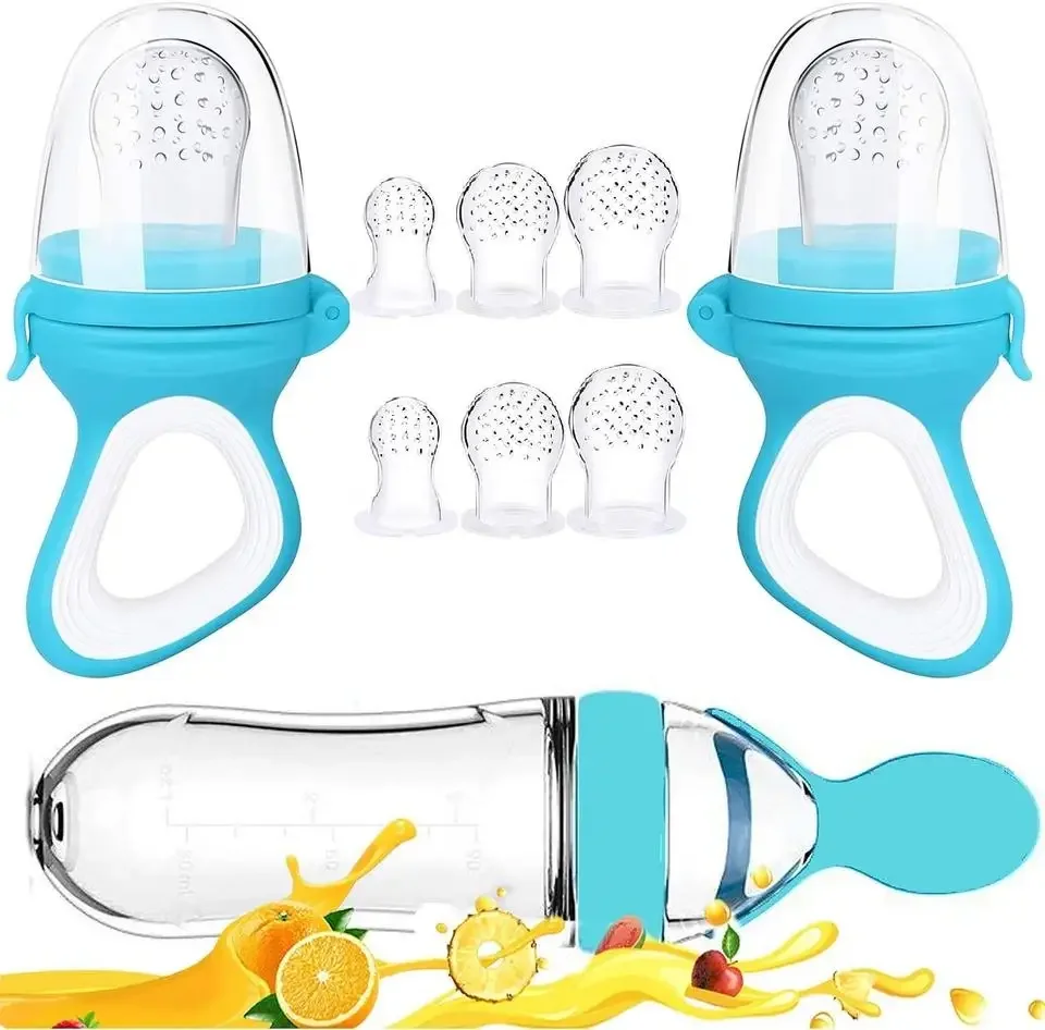 Squeezing Feeding Bottle Cup Silicone Newborn Baby Pacifier Training Rice Spoon Food Supplement Feeder Infant Cereal Tableware