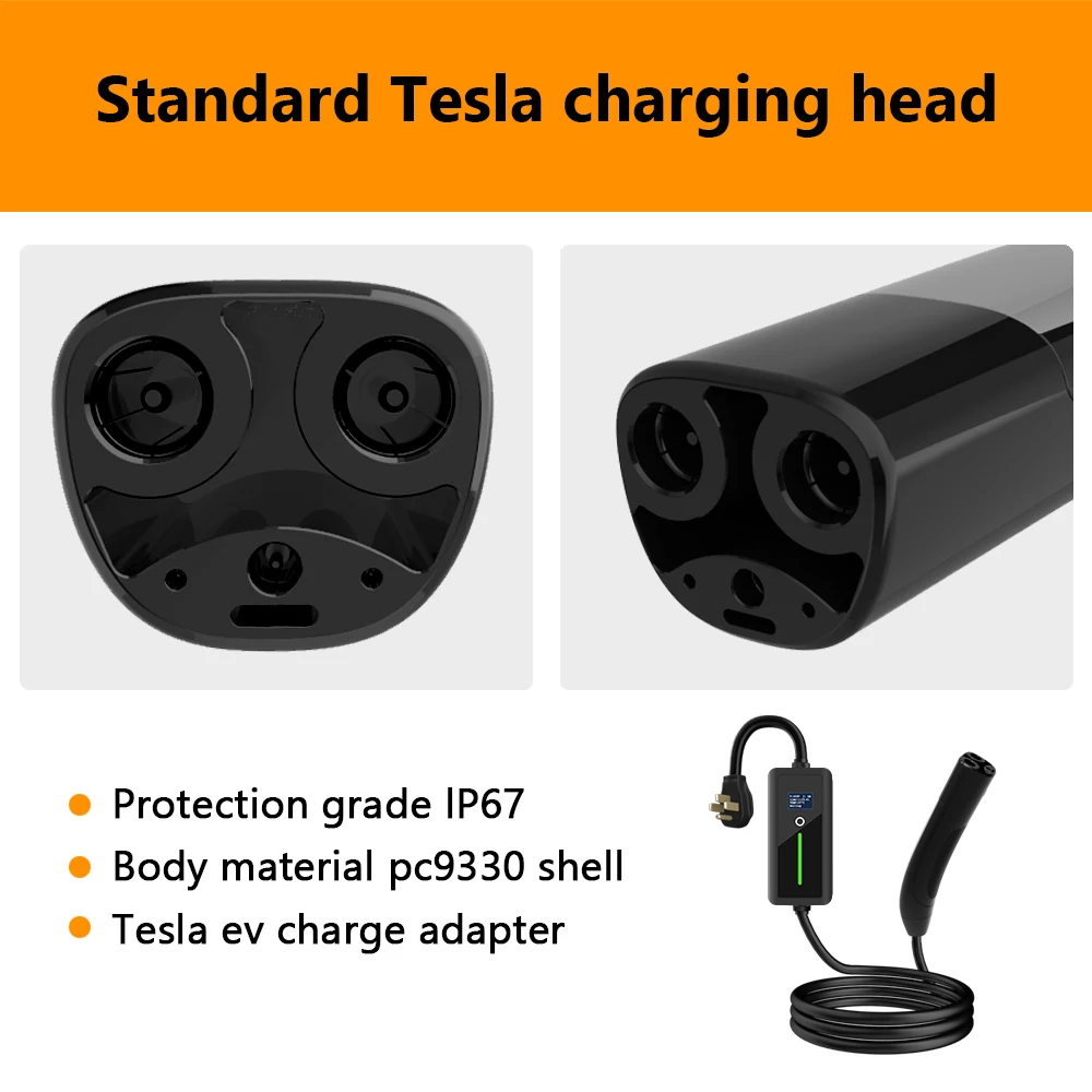 LONLINK 5M Electric Car EV Portable Charger 32A 7KW EVSE Charging Cable 14-50 Plug Controller Wallbox Delayed Charging For Tesla