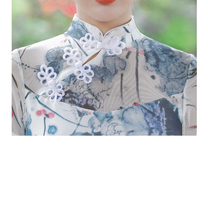 Chinese Dress Women Plus Size Summer Long Cheongsam Lined Vintage Evening Dress Slim Elegant Wedding Show Costumes Qipao M To 5XL