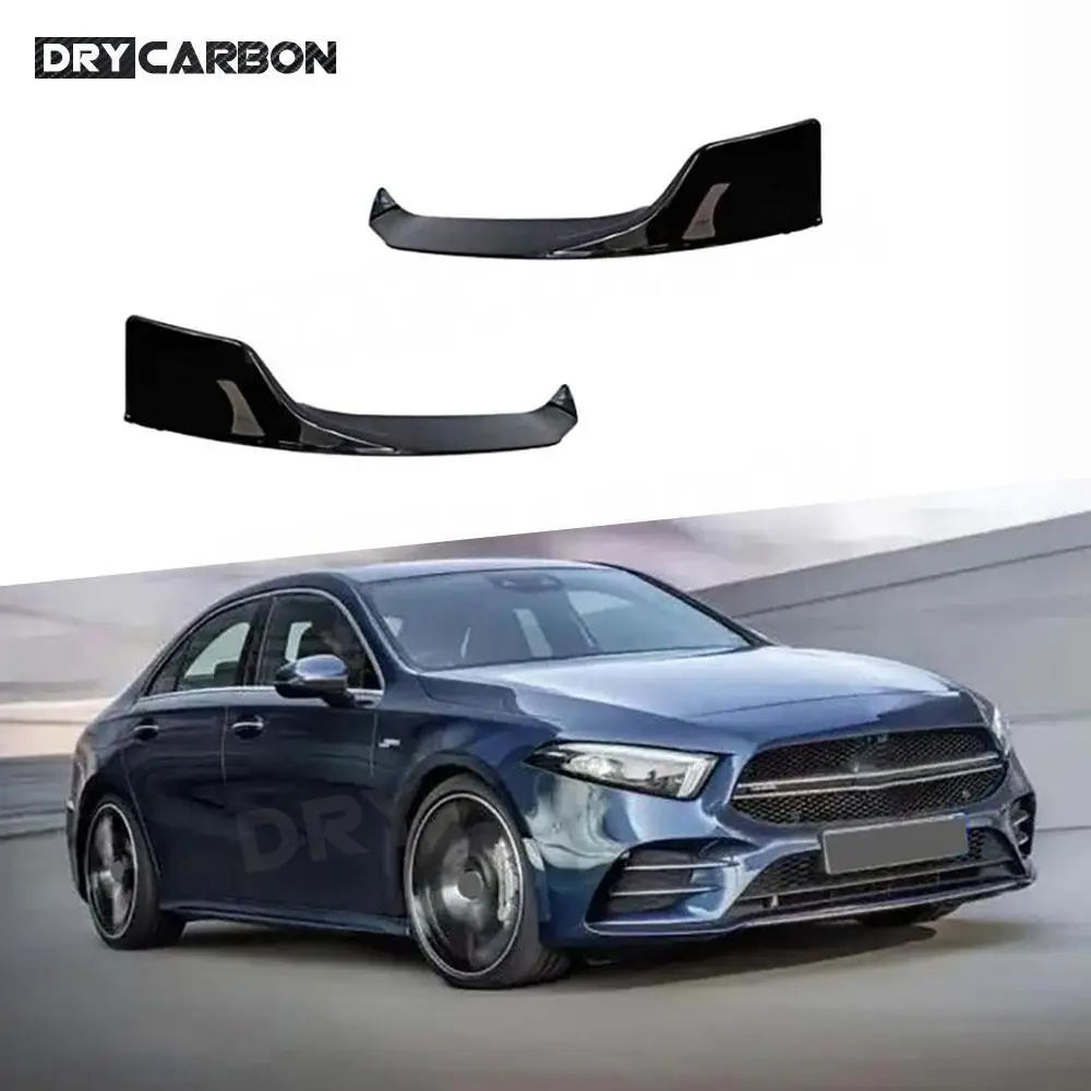 

for Mercedes Benz A Class W177 A35 AMG Sedan 2019-2022 B Style Gloss Black Front Bumper Lip Splitter Spoiler Side Aprons