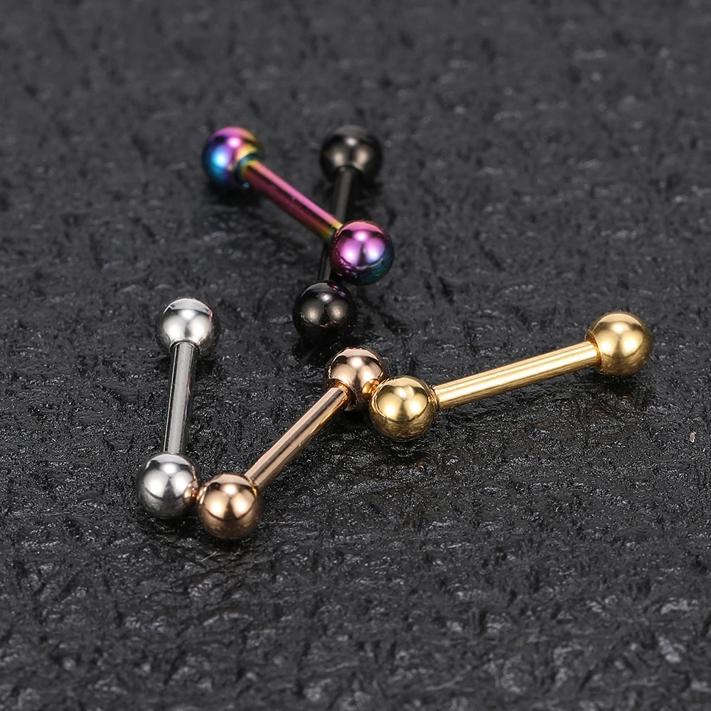 AO 6-50mm 14/16/18G Industrial Barbell Piercing Earring Stainless Steel Helix Piercings Gold Color Industrial Rook Ear Studs 5