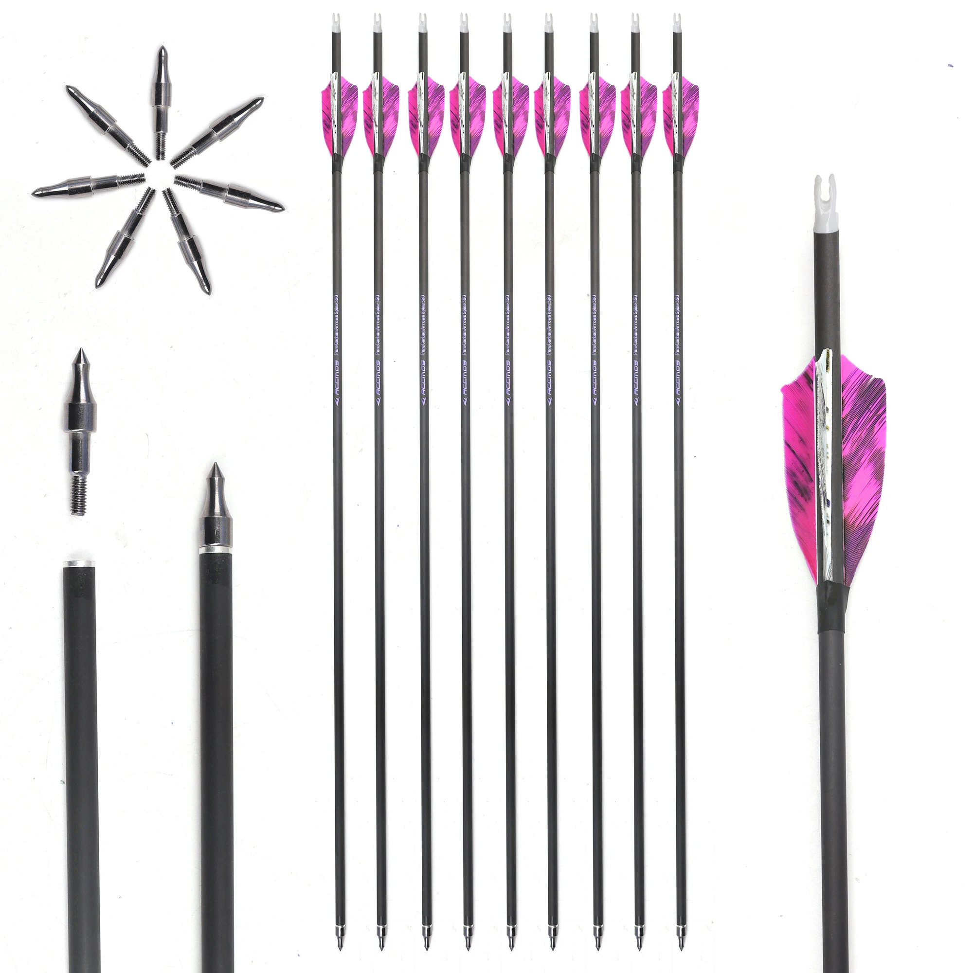 

6/12/18pcs Pure Carbon Turkey Feather Arrow 31inch Spine300/350/400/500/600/700/800 ID6.2mm Archery for Recurve Bow Shooting