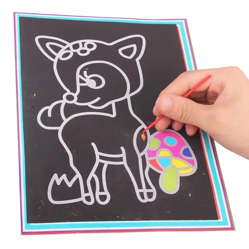 10pcs Children Scratch Painting Colorful Drawing Toys DIY Paper Cartoon Art Supplies Handmade Graffiti Kid Birthday Gifts TMZ 4