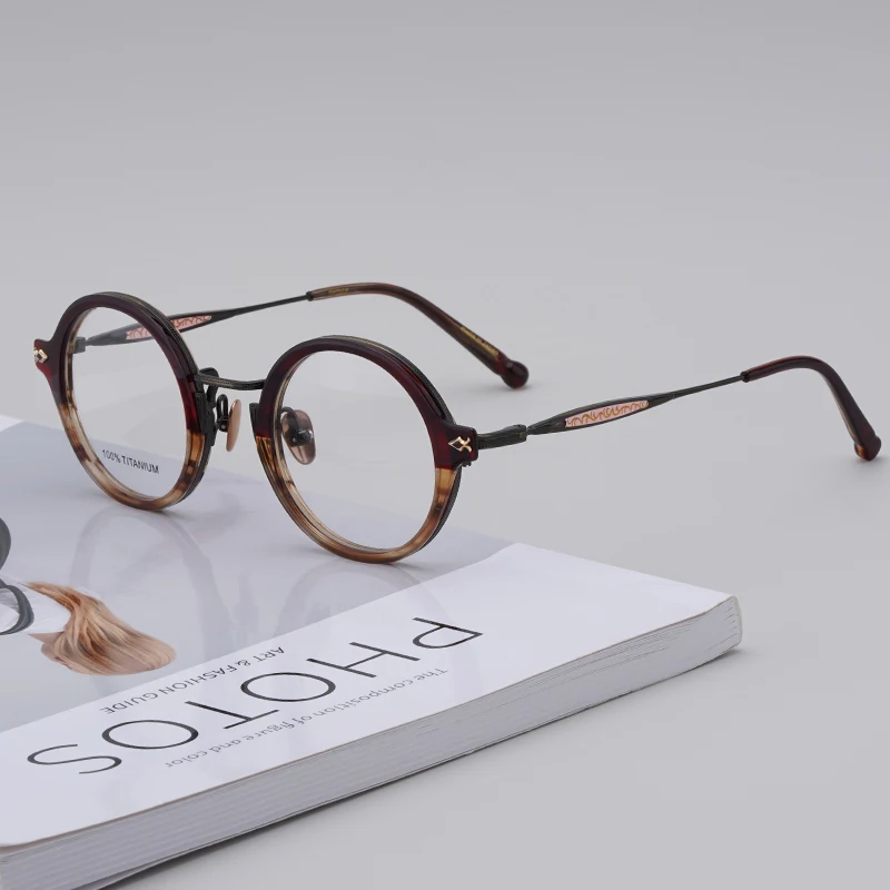 

Japanese Brand Quality Handmade Pure Titanium Round Vintage Glasses Frame Men Women Designer Eyeglasses Can Customize Lenses