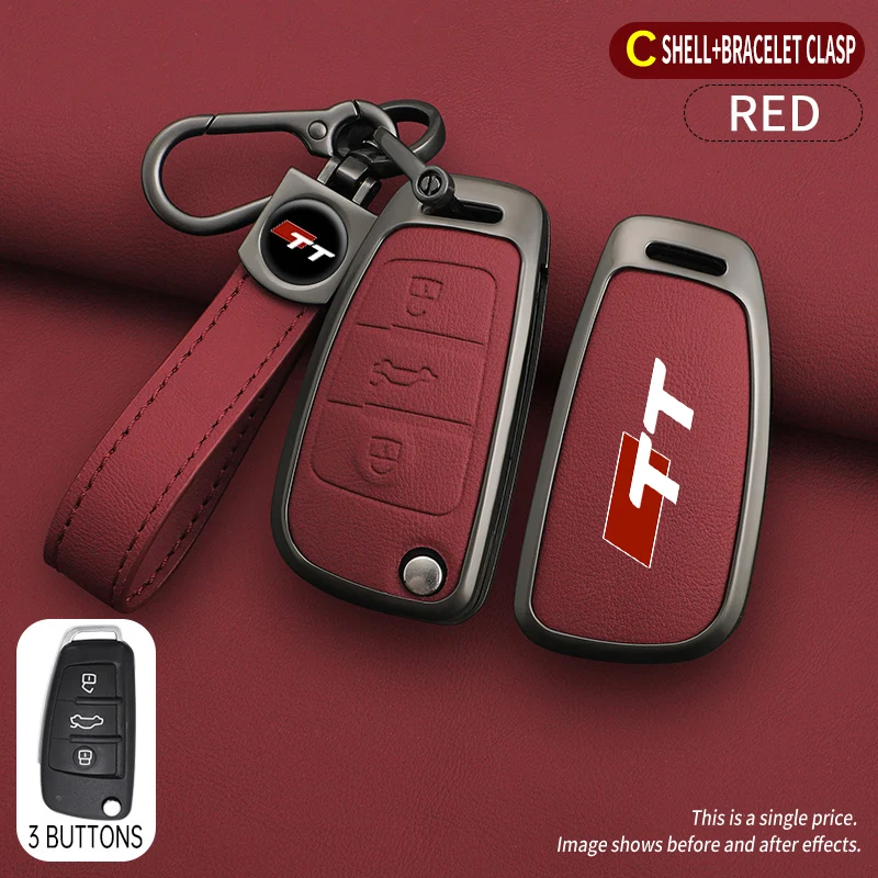 

For Audi TT TTRS 8j 8n 8s mk1 mk2 mk3 S line Custom LOGO Zinc Alloy Car Key Case Remote Control Protector Keychain Accessories
