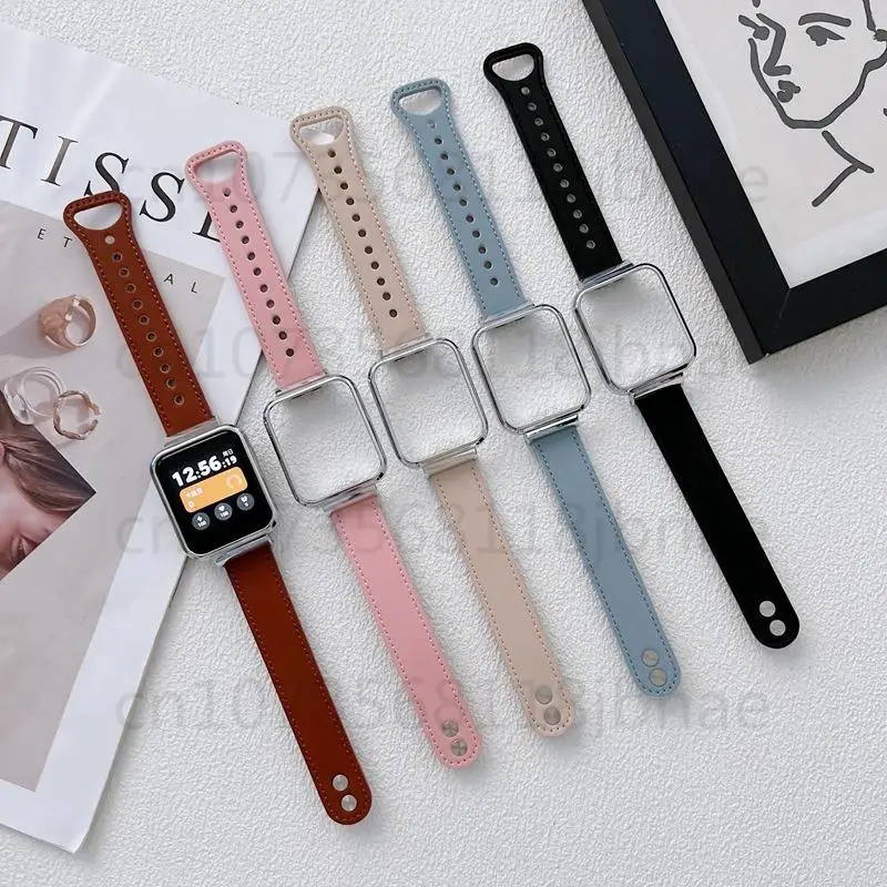 Leather Bracelet For Redmi Watch 3 Redmi Watch 2/2 Lite Metal Case