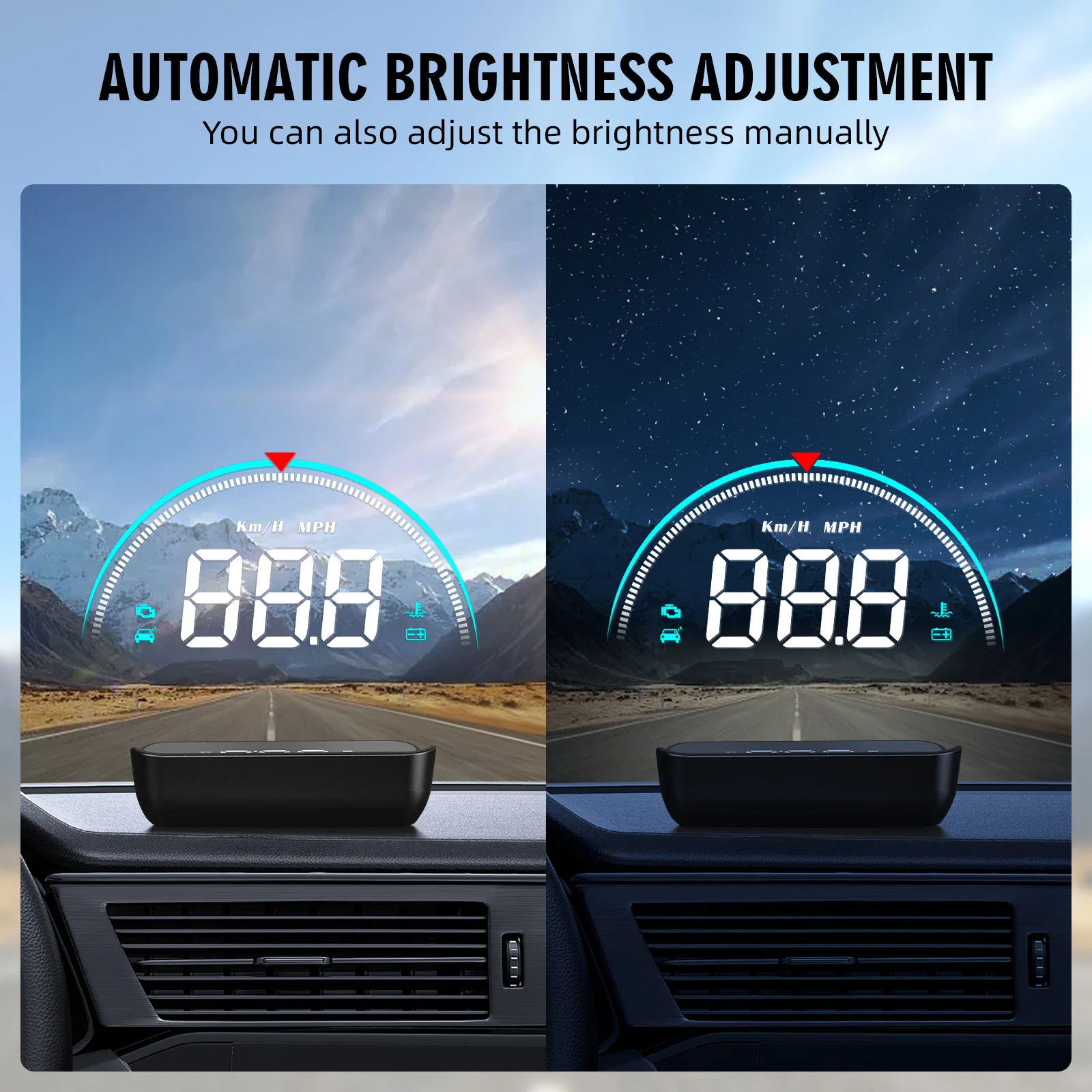 Smart Car HUD: Digital Head-Up Display Speedometer & Windshield Projector with Water Temp, Voltage, and Overspeed Alerts
