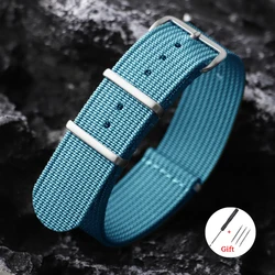 Braided Nylon Universal Sport Watch Strap - Versatile Military - Style Wrist Band Accessory - 22mm (Light Blue)
