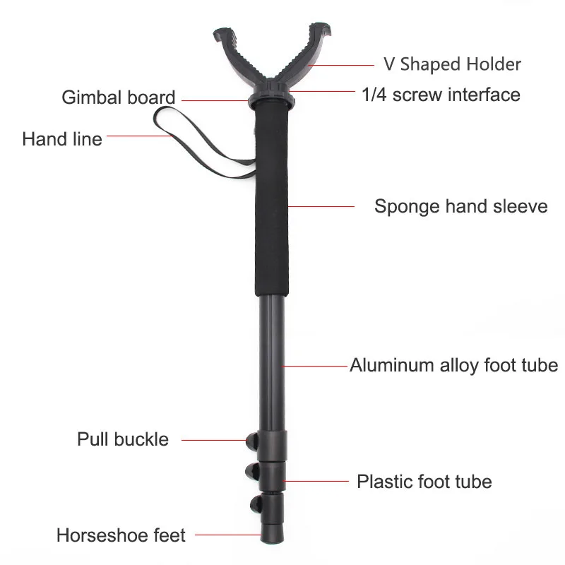 Aluminum Hunting Shooting Accessory V Shaped Rotating Yoke Monopod