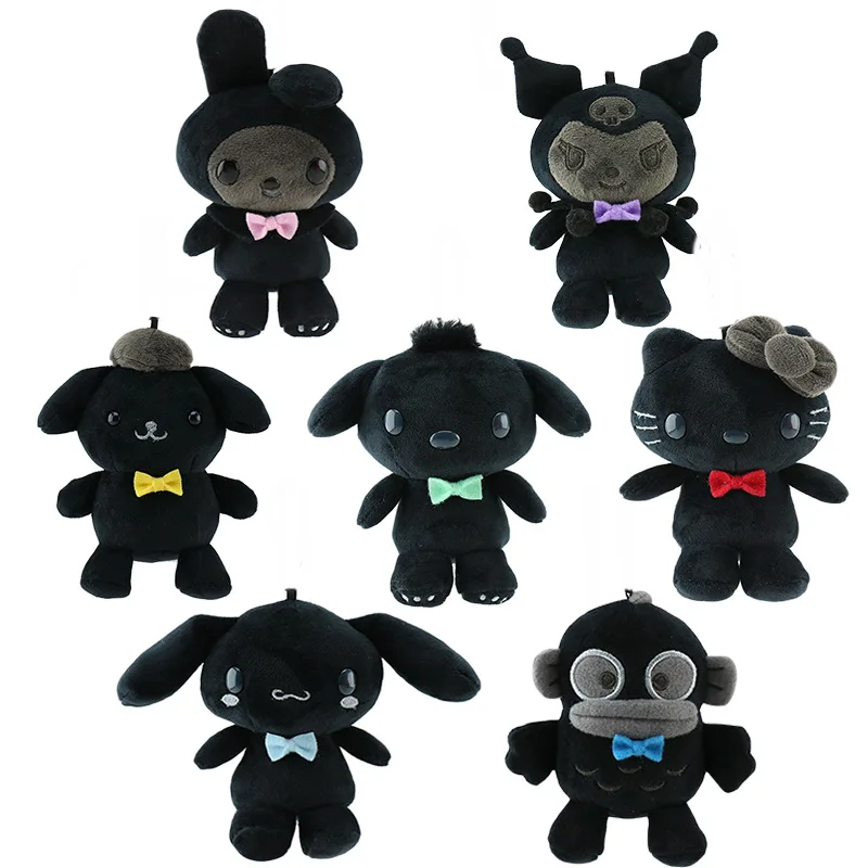 

Kawaii Sanrio Black Skin Series Doll Cartoon Hello Kitty Melody Kuromi Doll Pendant Backpack Decoration Keychain Kids Toy Gifts