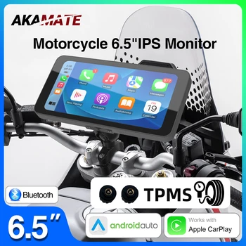 Monitor per moto da 6,5 pollici Wireless CarPlay Android Auto Monitor di navigazione GPS Impermeabile IPS Bluetooth Display per moto portatile