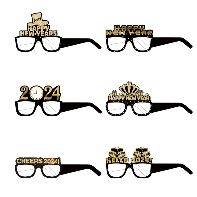 12/6pcs Happy New Year Paper Glasses 2024 Eyeglasses Frame Photo Booth  Props New Year's Eve Party Decoration Christmas Supplies - AliExpress