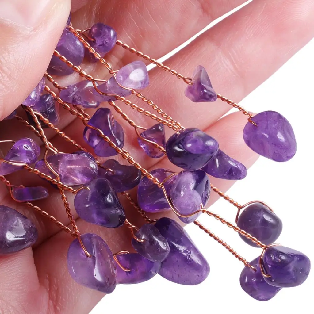 Natural Amethyst Crystal Money Tree With Rough Rose Quartz Base Fengshui Room Decor Home Ornaments For Luck Wealth