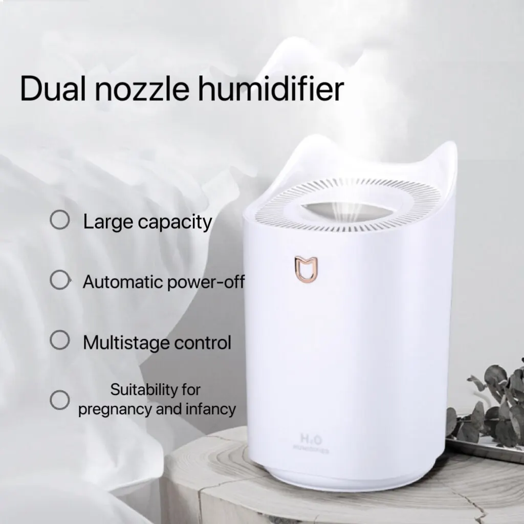 Umidificatore a doppio getto da 3000 ml, atomizzatore ad alta capacità, diffusore di aromi a ultrasuoni, nebulizzatore a freddo, purificatore d'aria._voghion.com