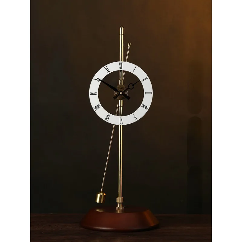 Brass Invisible Power Air Clock Solid Wood Silent Mechanical Clocks
