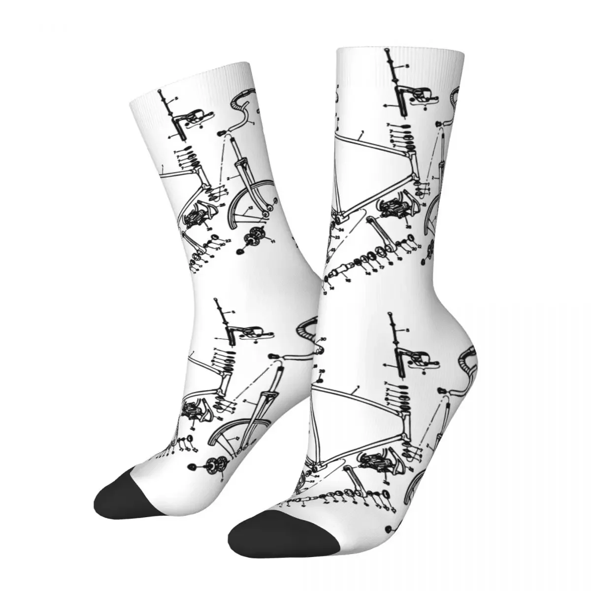 

Bike Addict MTB Mountain Biker Cycling Breathable Basketball Socks Novelty Street Style Socks for Women Men Sweat Absorbing