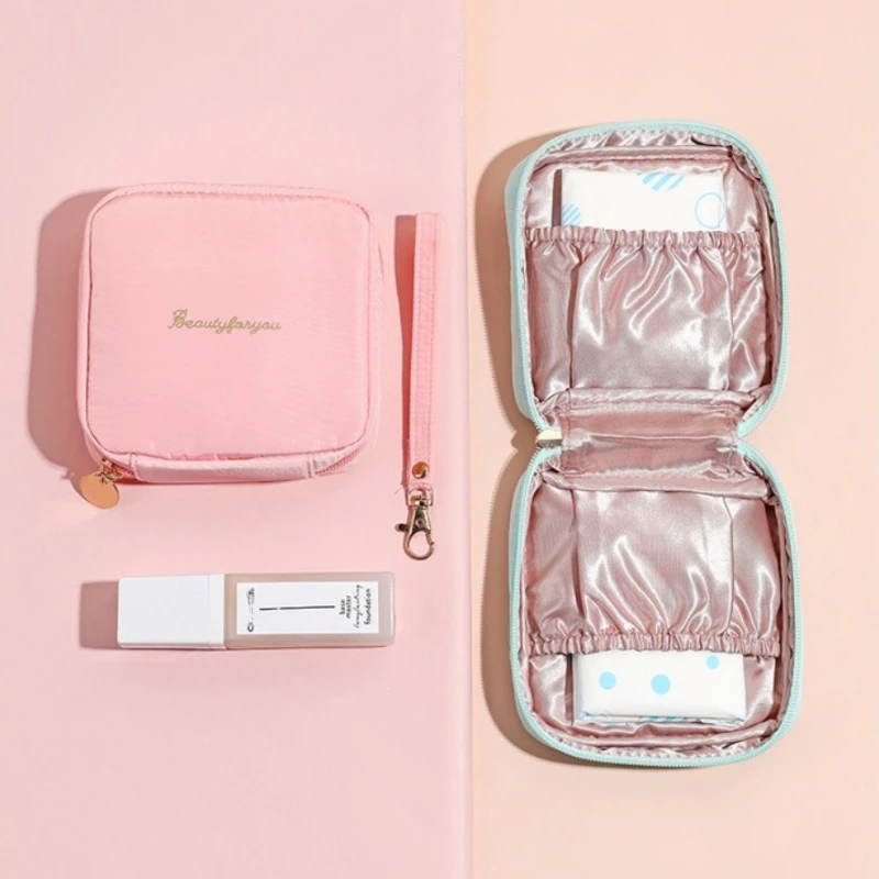 

Mini Cosmetic Bag Sanitary Napkin Leather Tampon Storage Bag Portable Makeup Lipstick Key Earphone Data Cables Travel Organizer