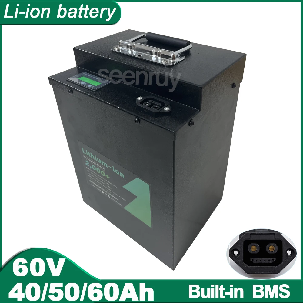 

60V 40Ah 50AH 60AH Li ion With Charger 2+6 Plug Lithium Polymer Battery Pack Perfect For Tricycle Motorcycle E-bike Bike Scooter