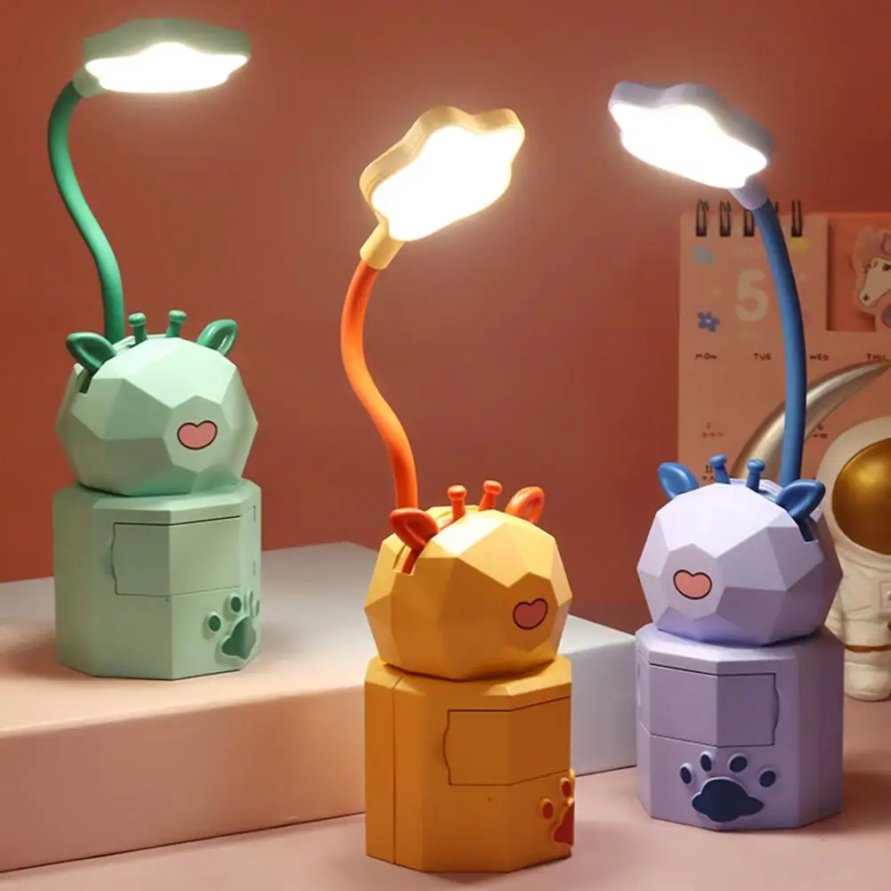 

3Pcs Desk Lamp Adjustable Hose Eye Protection Table Lamp Rechargeable Cartoon Animal LED Bedside Light Table Lamp Home Supplies