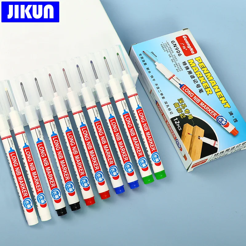 4pcs Long Head Oil Markers Pens Waterproof Multi-purpose Deep Hole Metal  Thin Marker Pen Green/Red/Black/Blue Ink