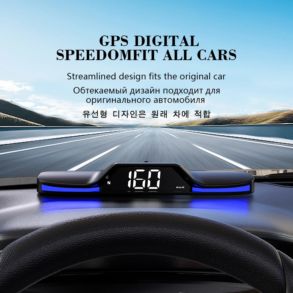 Geyiren G15 GPS 자동차 HUD 디지털 속도계 헤드업 디스플레이 지원 속도 위성 타이밍 전자 액세서리, 모든 차량용 