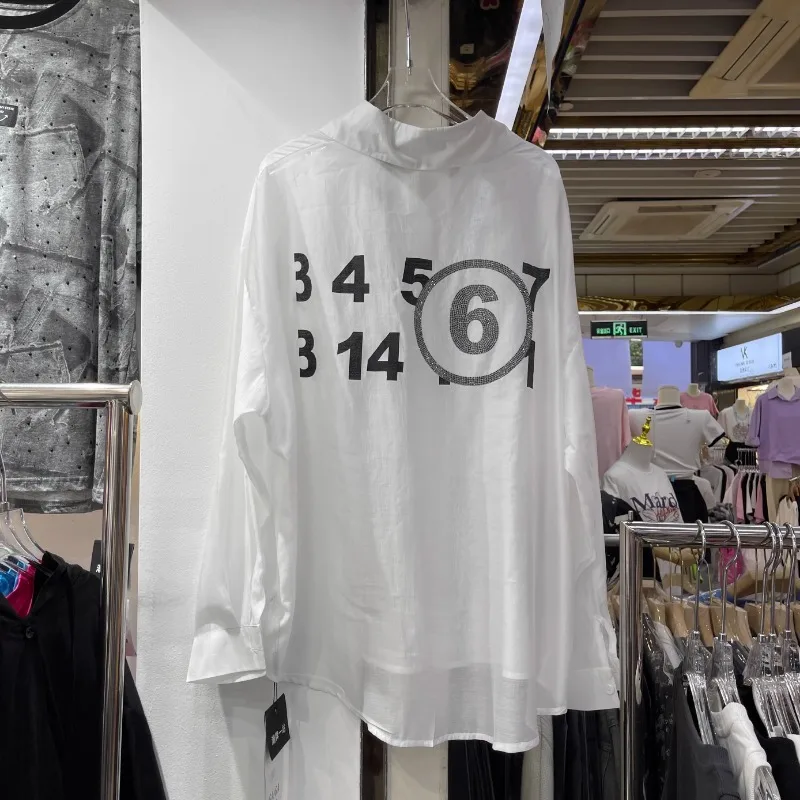 

Spring 2024 New Korean Style Blusas Letter Print Loose Fashion Bf Polo Collar Long Sleeved Blouse Sun Protection Shirt For Women