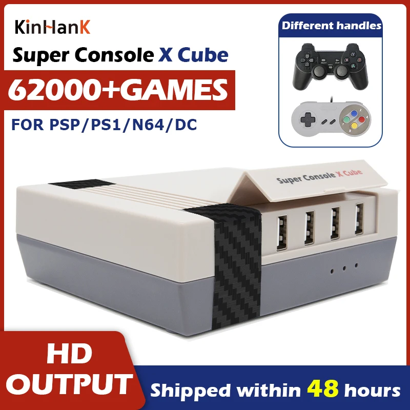 Super Console X Cube Retro Video Game Console With Controller Game Player Built-in 62000 Games for PSP/PS1/N64/DC/MAME HD Output