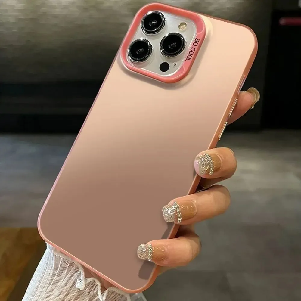 Matte Silver IMD Plating Shockproof Phone Case with Simple Design