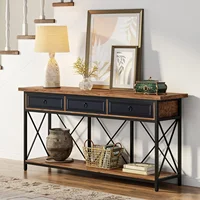 70.8" Console Table with 3 Drawers, Farmhouse Entryway Table with Storage Shelf, Narrow Long Sofa Foyer Table for Entryway 2