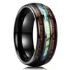 Bagues en titane et acier pour hommes, couleur violette, incrustation de coquille d'ormeau colorée, anneaux en acier inoxydable pour hommes, bijoux de mariage