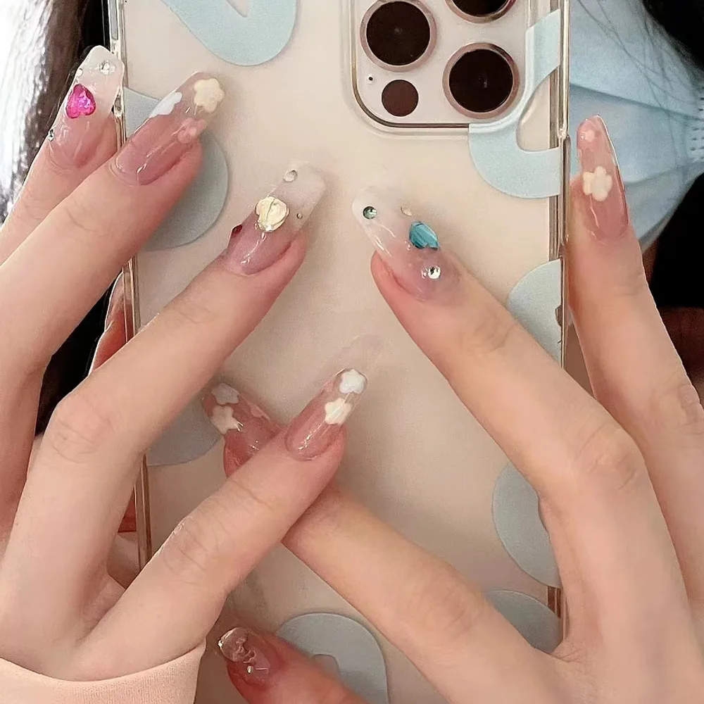 Glitter 24Pcs tragbare künstliche Nägel mit Kleber abnehmbare volle Abdeckung Nagelspitzen Ballerina gefälschte Nagel Strass De_voghion.com