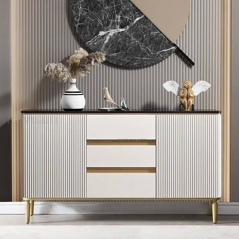 Modern Entrance Hall Sideboards With Large Capacity Dinning Room Furniture Golden Lines Storage Of Kitchen Cabinets In White