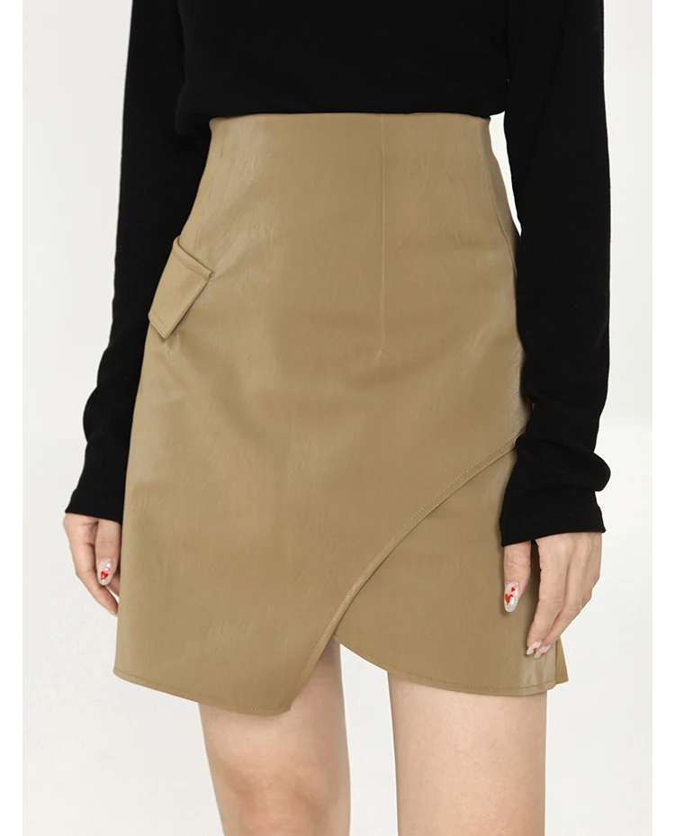 womens black faux leather skirt uk