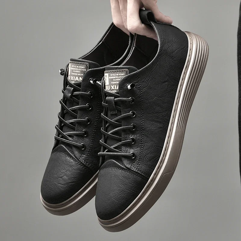 Genuine Leather Men Casual Shoes Designer Luxury Brand Lace Up Skateboard Sneakers Italian Men's Shoes Mocassins Plus Size 47 casual sneakers,leather shoes,leather sneakers